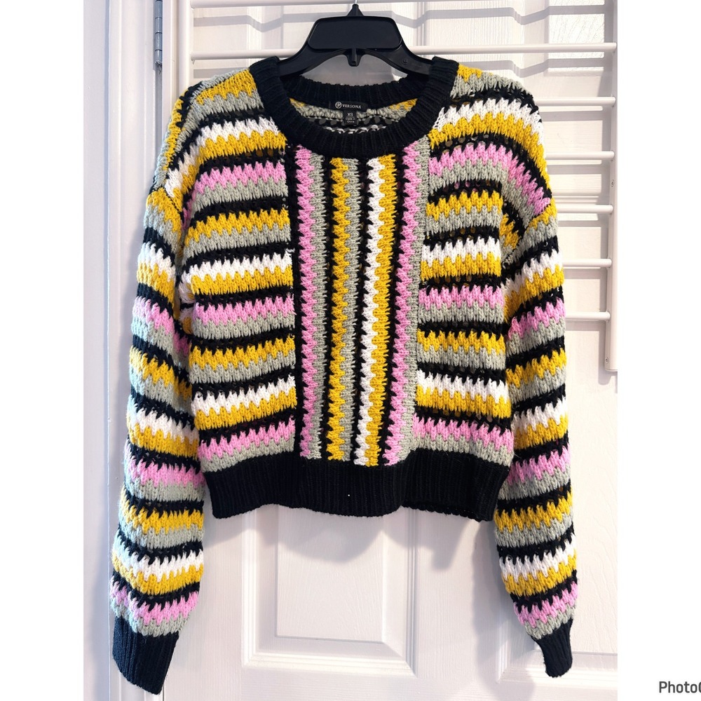 Versona Striped Pullover Crewneck Knit Sweater Womens Xsmall Y2K
